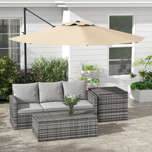 10 FT Cantilever Umbrella, Aluminum Hanging Offset Umbrella with 360°Rotation, Crank, Tilt, Cross Base, Grey