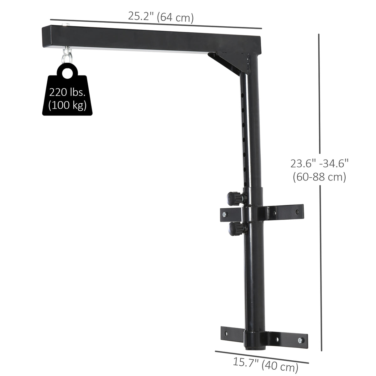 Soozier 220lbs Wall Mounted Punching Bag Hanger, Adjustable Height Punching Bag Holder for Boxing and MMA Training