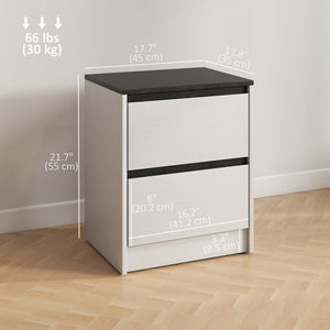 Nightstands Set of 2, Modern Bedside Tables with 2 Drawers, End Side Tables for Bedroom, White