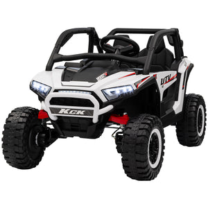 Qaba 2 Seater 24V 7AH Ride on Truck, Electric Car for Kids w/ Spring Suspension, Remote Lights, Horn, Music