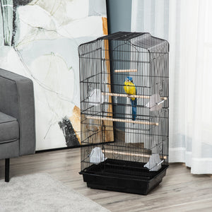 36" Bird Cage, Macaw Play House, Cockatoo, Parrot, Finch Flight Cage, 2 Doors Perch, 4 Feeder Pet Supplies, Black