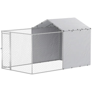 Galvanized Steel Dog Kennel Outdoor with Waterproof & UV-Resistant Cover for Large Dogs, 13.1' x 7.5' x 7.5'