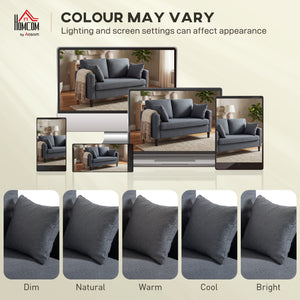 55" Loveseat Sofa, Modern Linen Upholstered Couch with Spring Cushion, 2 Pillows, Dark Grey