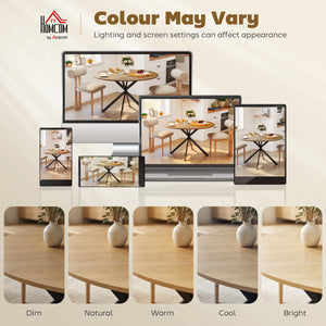 47" Round Kitchen Table for 4, Industrial Dining Table with Steel Legs for Dining Room, Brown and Black