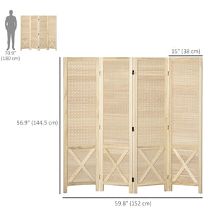 4.7' 3 Panel Wooden Room Divider with Pegboard Display, Folding Privacy Screen for Home Office, Natural – view 16