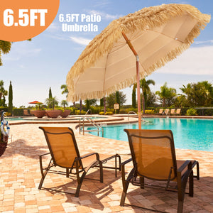 6.5 Feet Portable Thatched Tiki Beach Umbrella with Adjustable Tilt for Backyard view 7