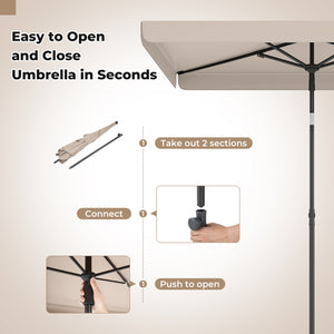6.5 x 4.3 Feet Rectangular Outdoor Balcony Umbrella with Tilt Adjust Button-Beige view 8
