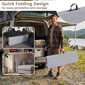 6 Feet Plastic Folding Bench Picnic Camping Dining Seat with Carrying Handle-Light Gray view 6
