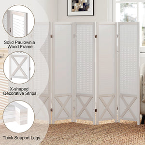 6-Panel Pegboard Room Divider 67 Inches Tall Foldable Privacy Screen view 6