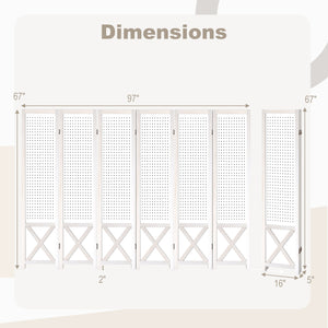 6-Panel Pegboard Room Divider 67 Inches Tall Foldable Privacy Screen view 5