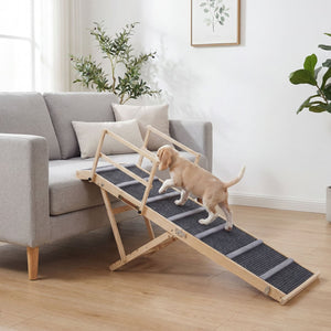 6-level Height Adjustable Foldable Dog Ramp for High Bed Couch-Dark Gray view 3