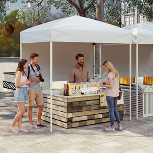 6 x 4 FT Pop-Up Canopy Tent with 1 Half Sidewall Easy Setup Folding Outdoor Sun Shelter-White view 3
