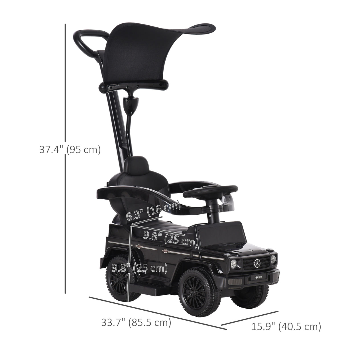 Aosom Mercedes-Benz G350 Licensed Push Car, 3-in-1 Toddler Sliding Car with Horn, Steering, Foot Rest, Seat Storage