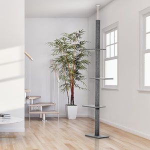 100" Floor To Ceiling Cat Tree w/ 3 Perches Activity Center for Kittens Cat Tower Furniture, Grey