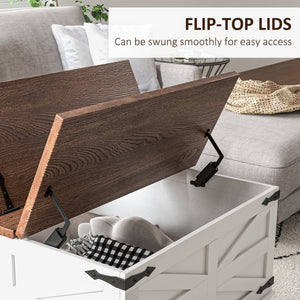Farmhouse Coffee Table, Square Center Table with Flip-top Lids, Hidden Storage Compartment, Black – view 11