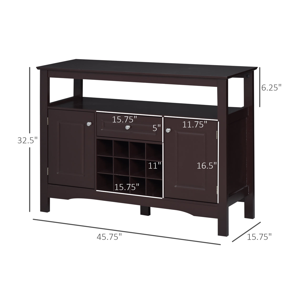 Modern Kitchen Buffet Bar Cabinet Storage Sideboard Dining Server with Drawer & 12-Bottle Wine Rack for – view 2