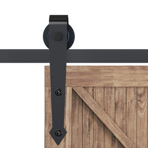6.6FT Sliding Barn Door Track Kit, Heavy Duty Barn Door Hardware Kit, Fit 39" Wide Door Panel (J Shape Hanger), Brown