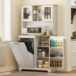 Kitchen Pantry Cabinet with Charging Station, 7 Gallon Trash Can Cabinet – view 14