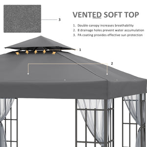 10'x10' Garden Gazebo Patio Canopy Portable Party Event Backyard w/ Mosquito Netting Coffee – view 10