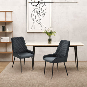Upholstered Kitchen Chairs, Modern Dining Chairs Set of 2 with Diamond Tufting and Steel Legs for Dining – view 14