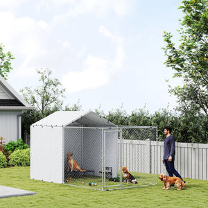 Galvanized Steel Dog Kennel Outdoor with Waterproof & UV-Resistant Cover for Large Dogs, 13.1' x 7.5' x 7.5' – view 7