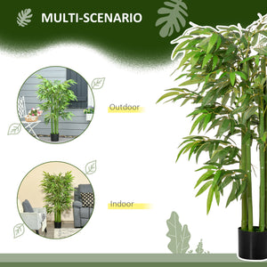 Set of 2 4.5FT Artificial Bamboo Tree Faux Decorative Plant in Nursery Pot for Indoor Outdoor Décor