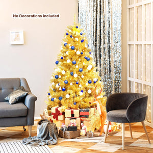 6/7.5 Feet Artificial Tinsel Christmas Tree Hinged with Foldable Stand-6 ft view 2