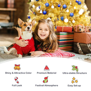 6/7.5 Feet Artificial Tinsel Christmas Tree Hinged with Foldable Stand-6 ft view 3