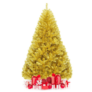 6/7.5 Feet Artificial Tinsel Christmas Tree Hinged with Foldable Stand-6 ft view 5