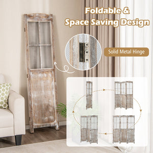 6 Feet Folding Privacy Screen-Coffee view 9