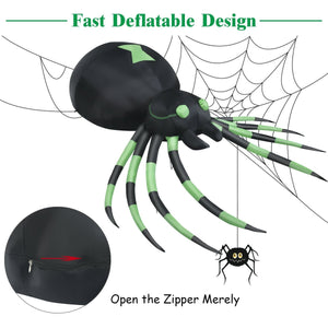 6 Feet Halloween Inflatable Blow-Up Spider view 9
