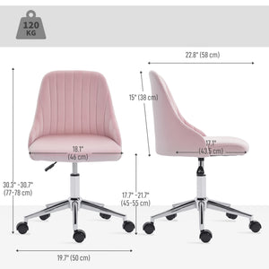 Vanity Chair for Makeup, Velvet Comfy Office Chair with Adjustable Height, Swivel Wheels for Bedroom, Living Room, Cream