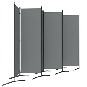 6 Panel Folding Outdoor Privacy Screen with Stable Base, 5.7FT Tall Room Divider with UV30+ Protection, Grey