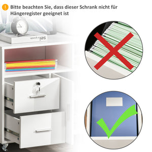 Lateral Filing Cabinet, Printer Stand Home Office Mobile File Cabinet with Wheels, Lockable Drawer, Black