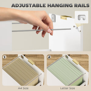 Lockable Filing Cabinet with 2 Fluted Drawers, File Cabinet with Adjustable Hanging Rails for A4 Letter – view 38