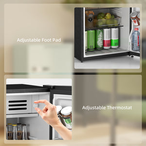 Retro Mini Fridge, 3.1 Cu. Ft Single Door Compact Refrigerator with Adjustable Thermostat, 2 Glass Shelves, Black