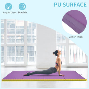 Soozier 4'x10'x2" Folding Gymnastics Tumbling Mat, Exercise Mat with Carrying Handles for Yoga, MMA, Martial Arts, Dark