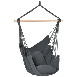 Hammock Chair Swing Hanging Macrame Chair Cotton w/ Two Soft Seat Cushions