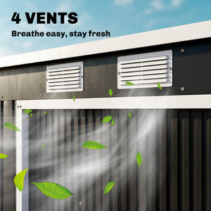 7' x 4' Galvanised Steel Garden Shed, with Foundation Kit - Green – view 13