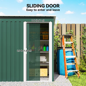 5 x 3 FT Outdoor Storage Shed with Sliding Door and Sloped Roof, Steel Frame Garden Shed Tool Equipment – view 11