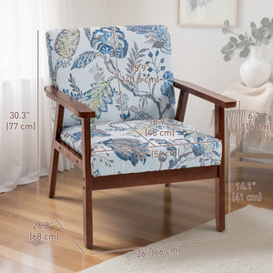Accent Chairs with Cushioned Seat, Upholstered Linen-Feel Armchair with Adjustable Feet for Bedroom – view 30