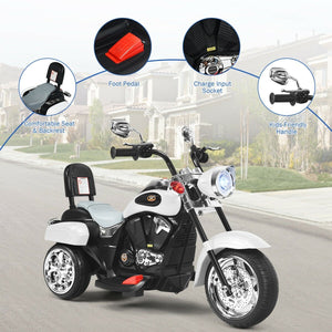 6V 3 Wheel Kids Motorcycle-White view 7