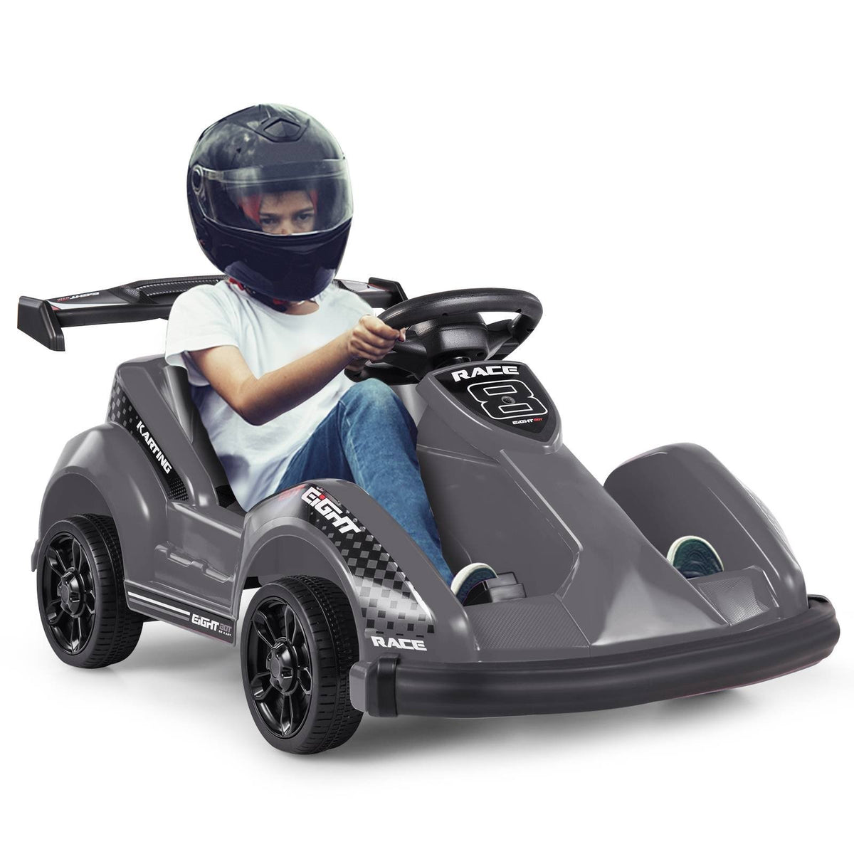 6V Kids Ride On Go Cart with Remote Control and Safety Belt-Black view 2