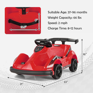 6V Kids Ride On Go Cart with Remote Control and Safety Belt-Red view 5