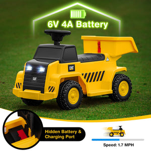 6V Electric Licensed Caterpillar Construction Vehicle with One-Button Start-Yellow view 9