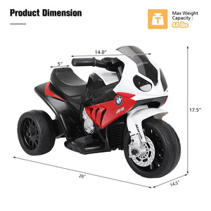 6V Kids 3 Wheels Riding BMW Licensed Electric Motorcycle-Red view 4