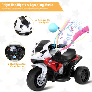 6V Kids 3 Wheels Riding BMW Licensed Electric Motorcycle-Red view 7