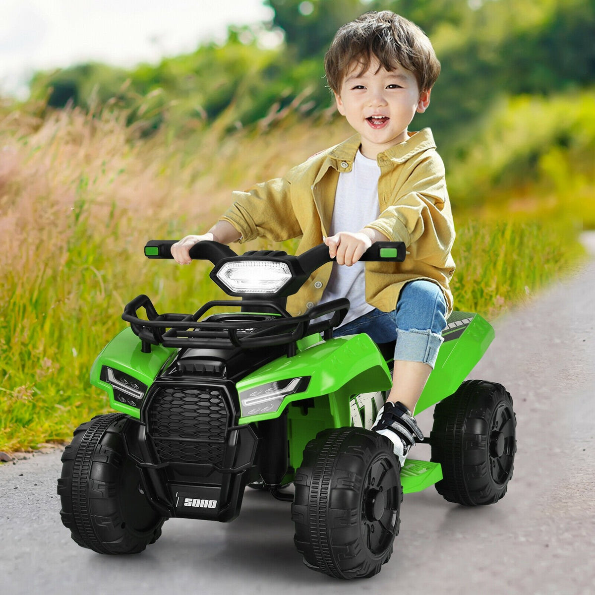 6V Kids ATV Quad Electric Ride On Car with LED Light and MP3-Green view 2