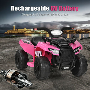 6V Kids ATV Quad Electric Ride On Car with LED Light and MP3-Pink view 3