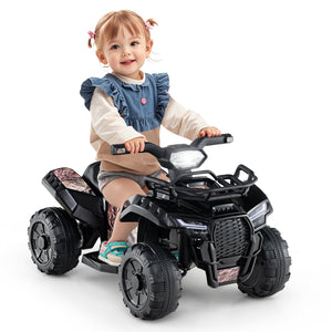 6V Kids ATV Quad Electric Ride On Car with LED Light and MP3-Solid Black view 4